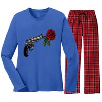 A Revolver With A Rose For Gun Lovers 2nd Adt 2a Gift Women's Long Sleeve Flannel Pajama Set 