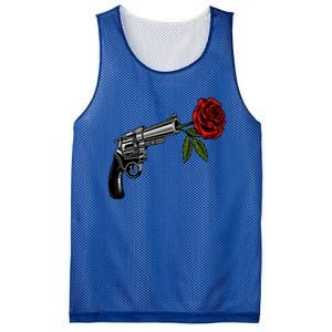 A Revolver With A Rose For Gun Lovers 2nd Adt 2a Gift Mesh Reversible Basketball Jersey Tank