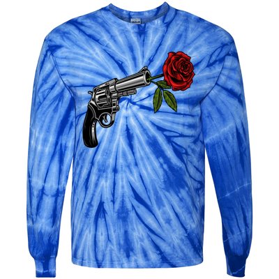 A Revolver With A Rose For Gun Lovers 2nd Adt 2a Gift Tie-Dye Long Sleeve Shirt