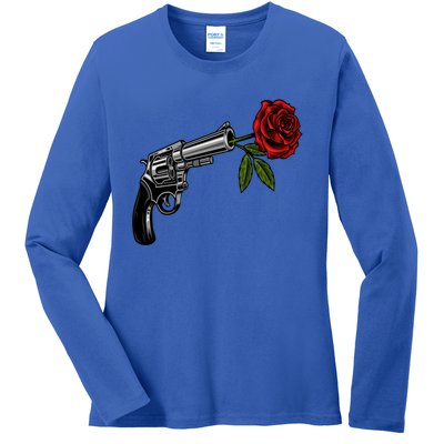 A Revolver With A Rose For Gun Lovers 2nd Adt 2a Gift Ladies Long Sleeve Shirt