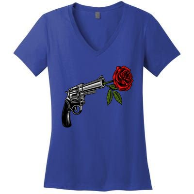 A Revolver With A Rose For Gun Lovers 2nd Adt 2a Gift Women's V-Neck T-Shirt