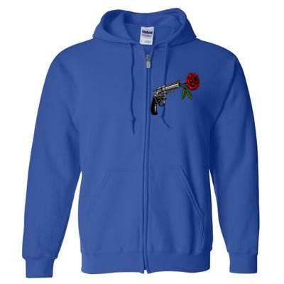 A Revolver With A Rose For Gun Lovers 2nd Adt 2a Gift Full Zip Hoodie