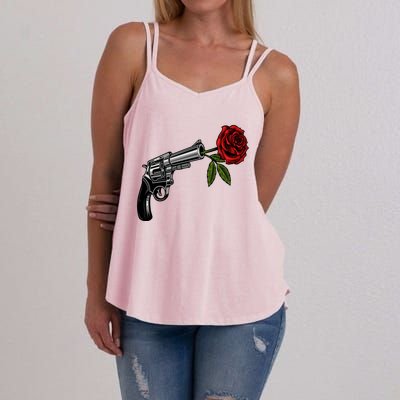 A Revolver With A Rose For Gun Lovers 2nd Adt 2a Gift Women's Strappy Tank