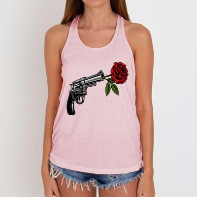 A Revolver With A Rose For Gun Lovers 2nd Adt 2a Gift Women's Knotted Racerback Tank