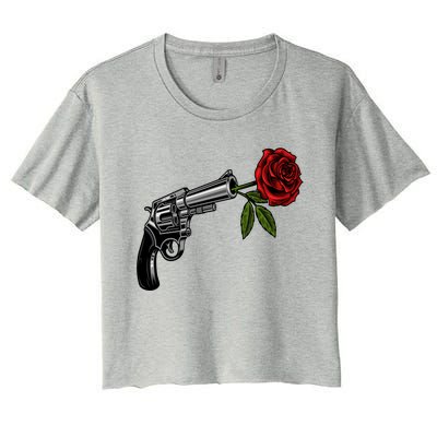 A Revolver With A Rose For Gun Lovers 2nd Adt 2a Gift Women's Crop Top Tee