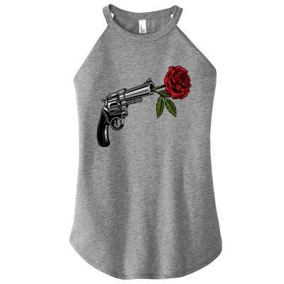 A Revolver With A Rose For Gun Lovers 2nd Adt 2a Gift Women's Perfect Tri Rocker Tank