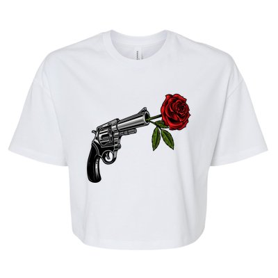 A Revolver With A Rose For Gun Lovers 2nd Adt 2a Gift Bella+Canvas Jersey Crop Tee