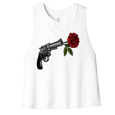 A Revolver With A Rose For Gun Lovers 2nd Adt 2a Gift Women's Racerback Cropped Tank