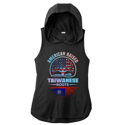 American Raised With Taiwanese Roots Taiwan Taiwanese Flag Meaningful Gift Ladies PosiCharge Tri-Blend Wicking Draft Hoodie Tank