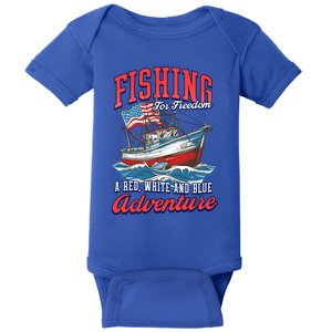 A Red White And Blue Adventure Design Patriotic Fishing Cool Gift Baby Bodysuit