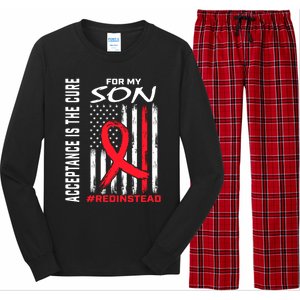 Acceptance Redinstead Wear Red Instead Autism Son Usa Flag Cute Gift Long Sleeve Pajama Set