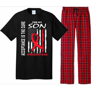 Acceptance Redinstead Wear Red Instead Autism Son Usa Flag Cute Gift Pajama Set