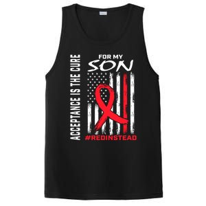 Acceptance Redinstead Wear Red Instead Autism Son Usa Flag Cute Gift PosiCharge Competitor Tank