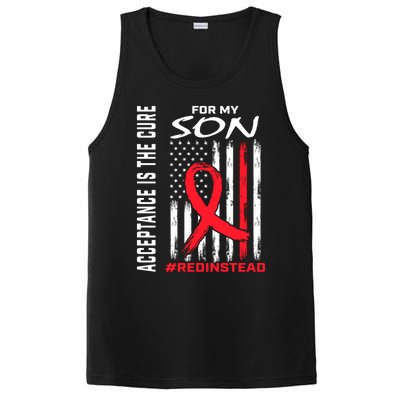 Acceptance Redinstead Wear Red Instead Autism Son Usa Flag Cute Gift PosiCharge Competitor Tank