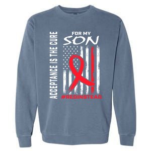 Acceptance Redinstead Wear Red Instead Autism Son Usa Flag Cute Gift Garment-Dyed Sweatshirt