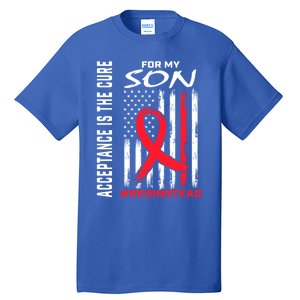 Acceptance Redinstead Wear Red Instead Autism Son Usa Flag Cute Gift Tall T-Shirt