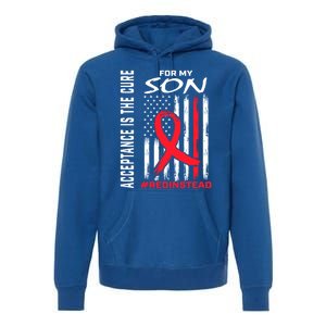 Acceptance Redinstead Wear Red Instead Autism Son Usa Flag Cute Gift Premium Hoodie