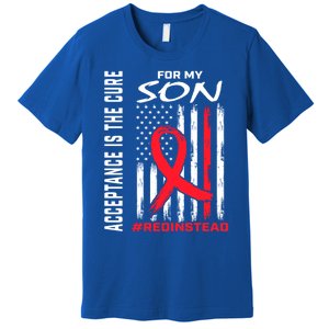 Acceptance Redinstead Wear Red Instead Autism Son Usa Flag Cute Gift Premium T-Shirt