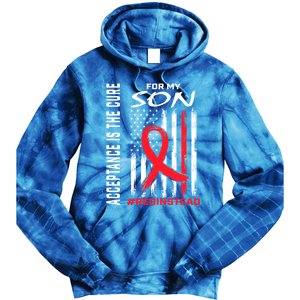 Acceptance Redinstead Wear Red Instead Autism Son Usa Flag Cute Gift Tie Dye Hoodie