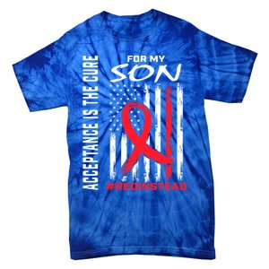 Acceptance Redinstead Wear Red Instead Autism Son Usa Flag Cute Gift Tie-Dye T-Shirt