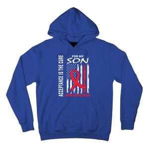 Acceptance Redinstead Wear Red Instead Autism Son Usa Flag Cute Gift Tall Hoodie