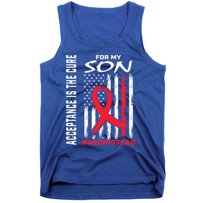 Acceptance Redinstead Wear Red Instead Autism Son Usa Flag Cute Gift Tank Top