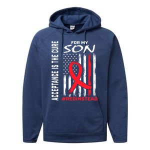 Acceptance Redinstead Wear Red Instead Autism Son Usa Flag Cute Gift Performance Fleece Hoodie