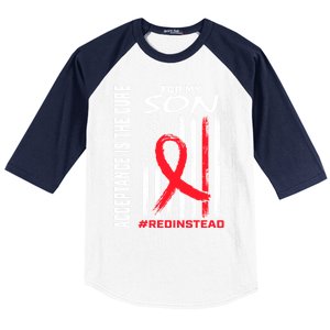 Acceptance Redinstead Wear Red Instead Autism Son Usa Flag Cute Gift Baseball Sleeve Shirt