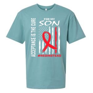 Acceptance Redinstead Wear Red Instead Autism Son Usa Flag Cute Gift Sueded Cloud Jersey T-Shirt