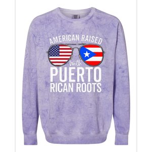 American Raised With Puerto Rican Roots USA Puerto Rico Flag Colorblast Crewneck Sweatshirt