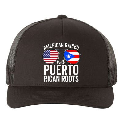 American Raised With Puerto Rican Roots USA Puerto Rico Flag Yupoong Adult 5-Panel Trucker Hat