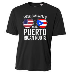 American Raised With Puerto Rican Roots USA Puerto Rico Flag Cooling Performance Crew T-Shirt