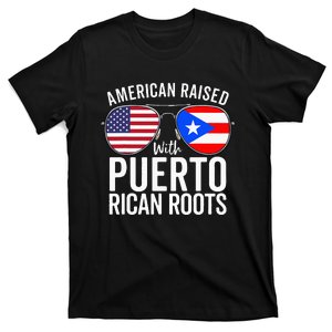 American Raised With Puerto Rican Roots USA Puerto Rico Flag T-Shirt