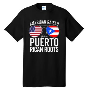 American Raised With Puerto Rican Roots USA Puerto Rico Flag Tall T-Shirt