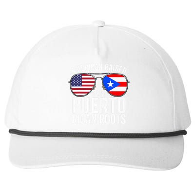 American Raised With Puerto Rican Roots USA Puerto Rico Flag Snapback Five-Panel Rope Hat