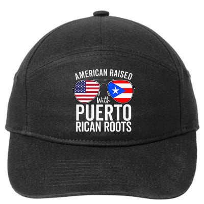 American Raised With Puerto Rican Roots USA Puerto Rico Flag 7-Panel Snapback Hat