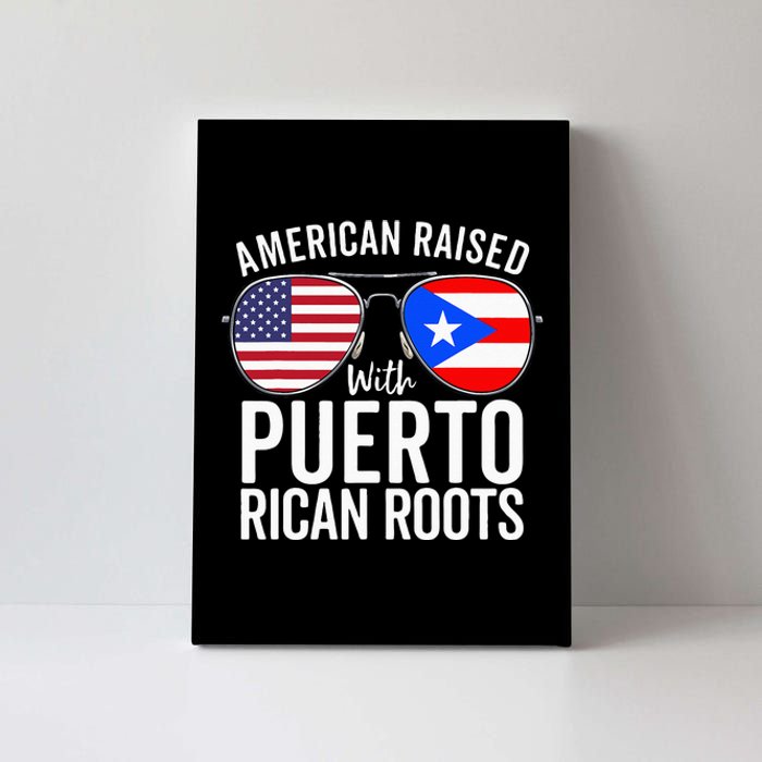 American Raised With Puerto Rican Roots USA Puerto Rico Flag Canvas