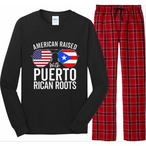 American Raised With Puerto Rican Roots USA Puerto Rico Flag Long Sleeve Pajama Set