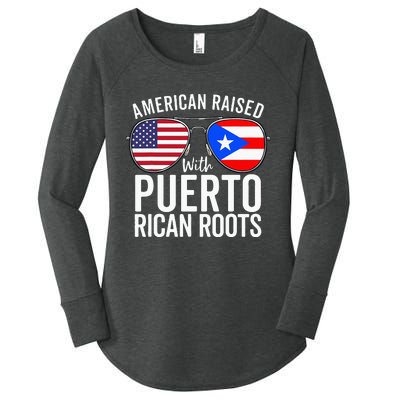 American Raised With Puerto Rican Roots USA Puerto Rico Flag Women's Perfect Tri Tunic Long Sleeve Shirt