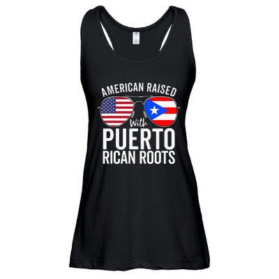 American Raised With Puerto Rican Roots USA Puerto Rico Flag Ladies Essential Flowy Tank