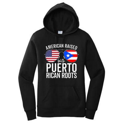 American Raised With Puerto Rican Roots USA Puerto Rico Flag Women's Pullover Hoodie