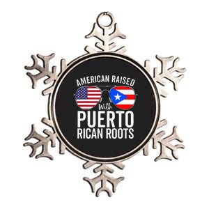 American Raised With Puerto Rican Roots USA Puerto Rico Flag Metallic Star Ornament