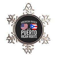 American Raised With Puerto Rican Roots USA Puerto Rico Flag Metallic Star Ornament