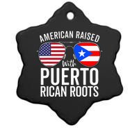 American Raised With Puerto Rican Roots USA Puerto Rico Flag Ceramic Star Ornament