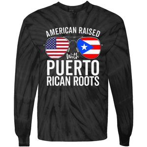 American Raised With Puerto Rican Roots USA Puerto Rico Flag Tie-Dye Long Sleeve Shirt