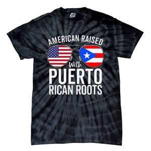 American Raised With Puerto Rican Roots USA Puerto Rico Flag Tie-Dye T-Shirt