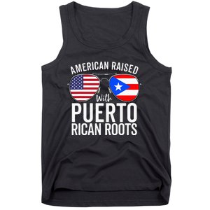 American Raised With Puerto Rican Roots USA Puerto Rico Flag Tank Top