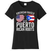 American Raised With Puerto Rican Roots USA Puerto Rico Flag Women's T-Shirt