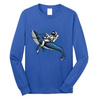 Astronaut Riding Whale In Space Blue Graphic Great Gift Long Sleeve Shirt