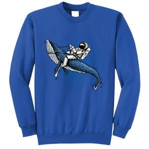 Astronaut Riding Whale In Space Blue Graphic Great Gift Sweatshirt